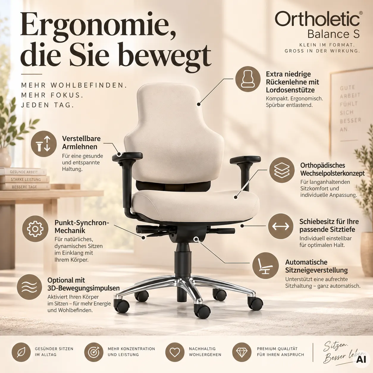 Ortholetic Balance S - Ergonomischer Bürostuhl