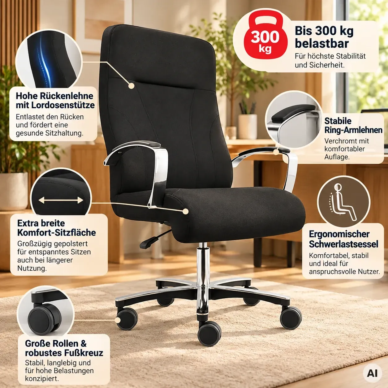 PETA Hochlehner - Ergonomischer XXL Chefsessel